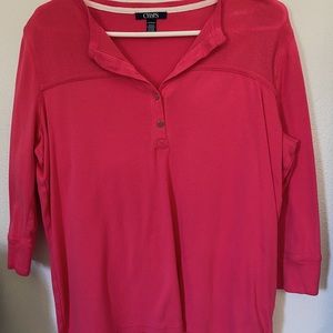 Chaps Qtr Length Sleeve Top in Pink